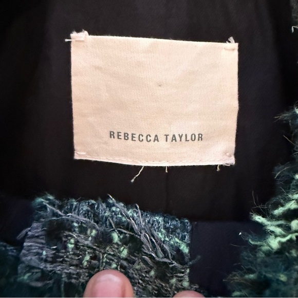Rebecca Taylor Bouclé Tweed Peplum Jacket – Green Multi – Size 4 - Picture 4 of 11